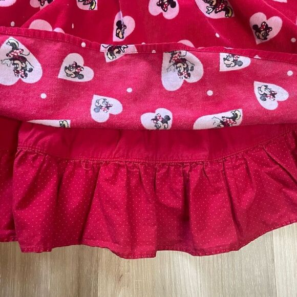 🖤 Disney Girls Minnie Mouse Heart Corduroy Skirt Skort Large Red Pink - Picture 3 of 6